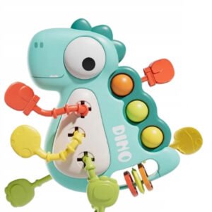 ZABAWKA SENSORYCZNA GRYZAK GRZECHOTKA KABELKI MONTESSORI DINOZAUR