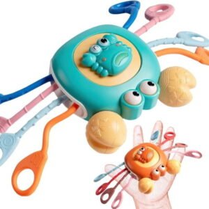 ZABAWKA SENSORYCZNA KOLOROWA GRZECHOTKA GRYZAK MONTESSORI KRAB ZIELONY