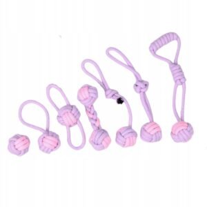 Zestaw gryzaków dla psa 7 elementów sznur węzły różowo fioletowy