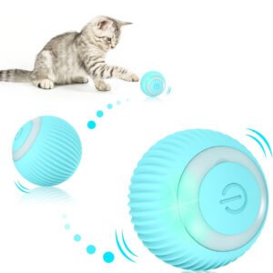 INTERAKTYWNA ZABAWKA UCIEKAJĄCA PIŁKA DLA KOTA NIEBIESKA